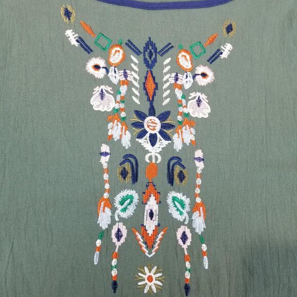 Blouse Womens 2XL Embroidered Tunic Scoop Neck Short Sleeve Top - Picture 4 of 9